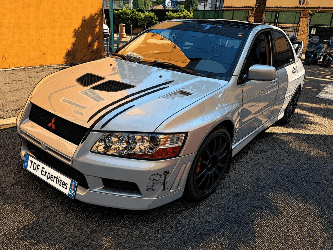 Mitsubishi Lancer Evolution blanche